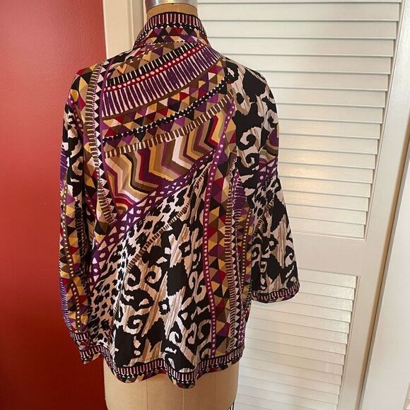 ZENERGY BY CHICO’S | zip up lightweight black purple jacket size 3 or L - Picture 5 of 6